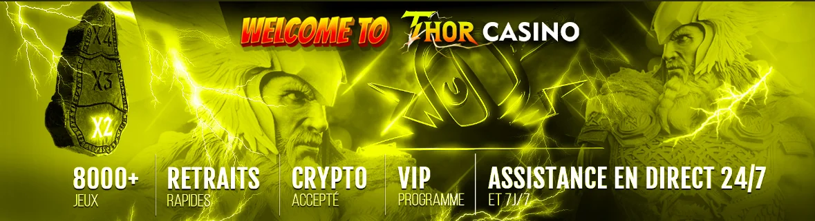 Bannière avantages Thor Casino (jeux, VIP)
