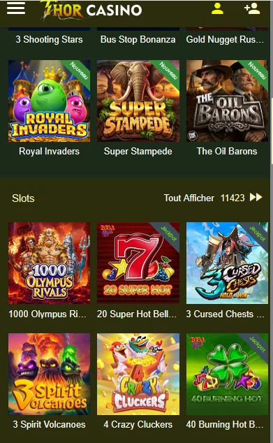 Version mobile du site Thor Casino