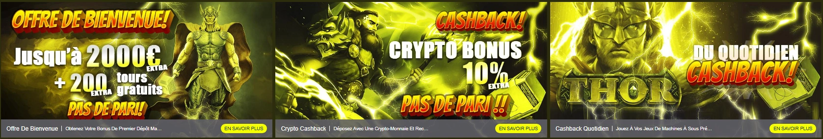 Programme de promotions et bonus Thor Casino